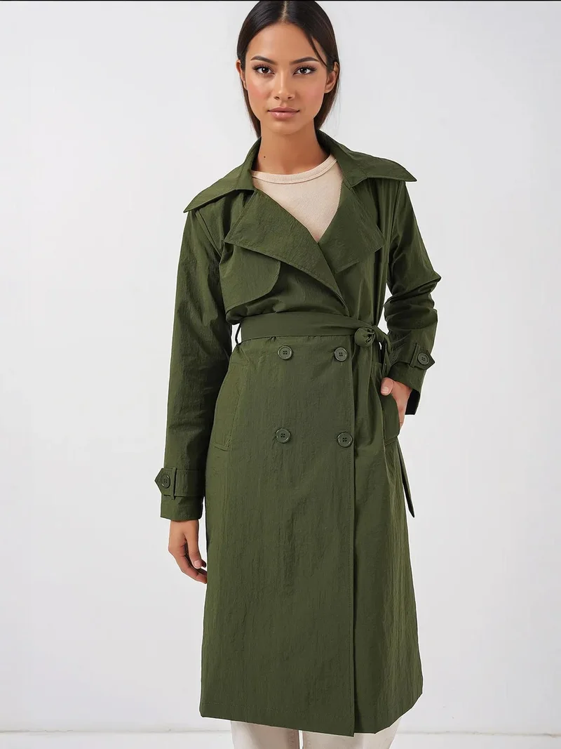 BIG DART BDART Double Breasted Long Trench Coat with Pockets