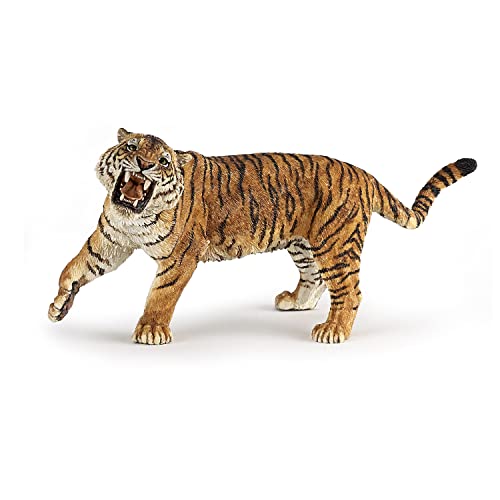 Papo - Roaring Tiger - Wild Animal Figurine - 3 Years Old - Hand Painted - Children's Gift idea - Realistic Educational Toy - Rainforest and Predators - 15 x 6 x 8cm - Roaring Tiger Toy - Image 1