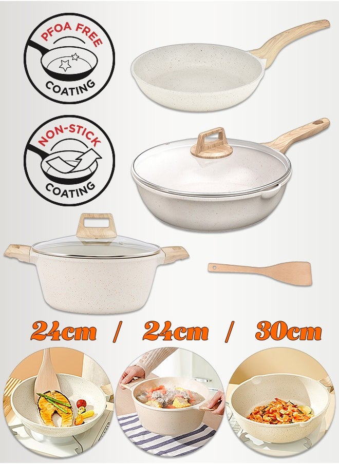 6 Pieces Non-stick Coating Cookware Set - Aluminum Alloy Material - Pot and Pan - Casserole, Stockpot, Deep Frying Pan White - pzsku/ZDC3C7AD8817892765CECZ/45/_/1702883785/6085fced-e6aa-47ae-afdd-6d598928ba62