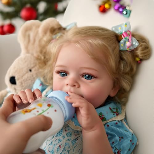 JIZHI Lifelike Reborn Baby Dolls  18 Inch RealisticNewborn Baby Dolls Blond Girl Handmade Real Life Baby Dolls with Clothes for Kids Age 3 - Image 5