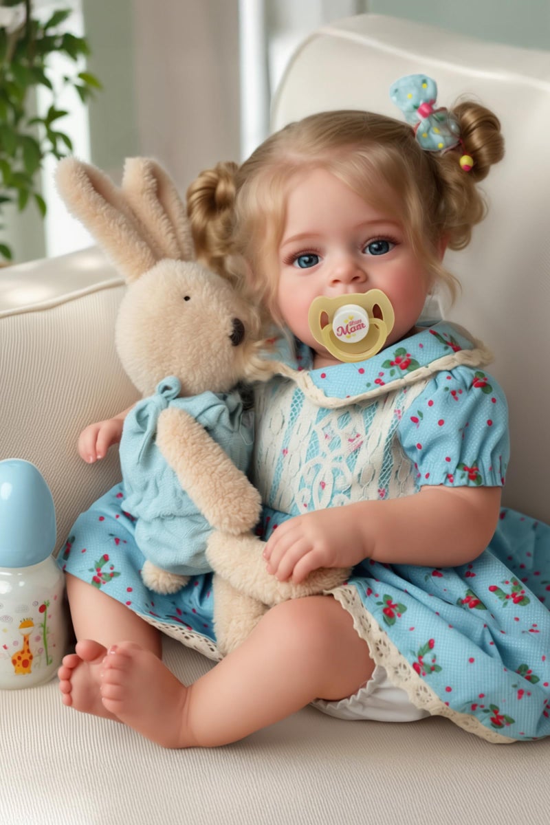 JIZHI Lifelike Reborn Baby Dolls  18 Inch RealisticNewborn Baby Dolls Blond Girl Handmade Real Life Baby Dolls with Clothes for Kids Age 3 - Image 3