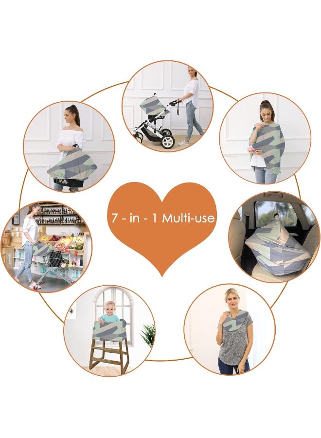 Hicoco Carseat Cover Boy and Girls - Multi-use Nursing Car Seat Canopy Cover for Breastfeeding, Infant Stroller Cover, High Chair Cover (Baby Green) - Image 5