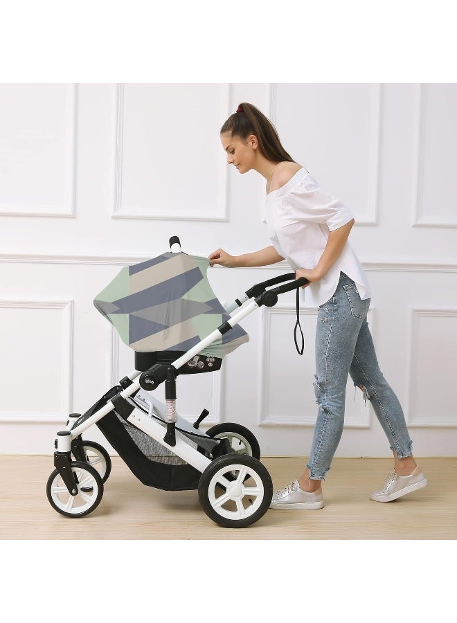 Hicoco Carseat Cover Boy and Girls - Multi-use Nursing Car Seat Canopy Cover for Breastfeeding, Infant Stroller Cover, High Chair Cover (Baby Green) - Image 3