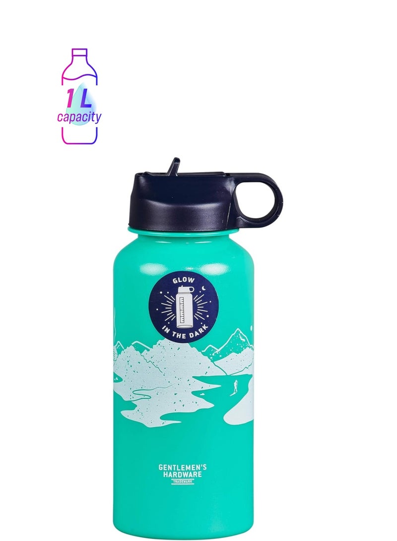 GENTLEMEN'S HARDWARE Glow In The Dark Water Bottle 1 Liter - Image 1
