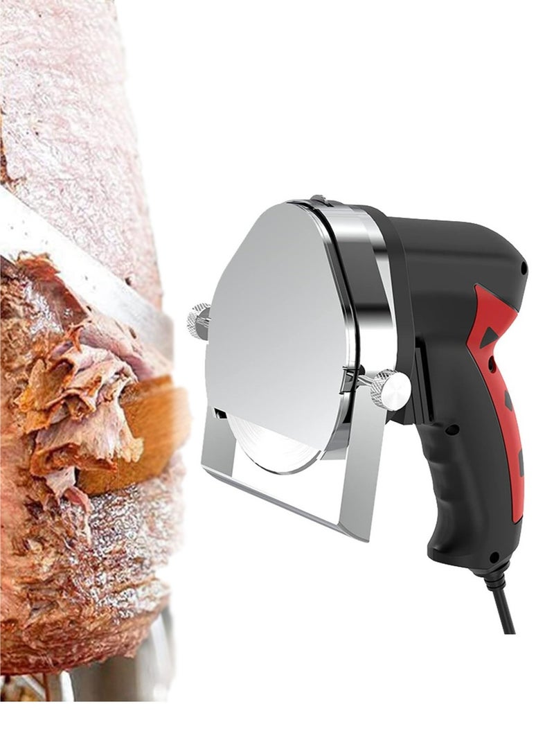 والالا قطاعة كباب شرق أوسطية تجارية مزودة بشفرتين، بقوة 80 واط، سكين كباب تركي احترافي، قطاعة شاورما، 60 كجم في الساعة، مناسبة للمنزل أو المطعم، بسمك 1-8 مم. - Image 1