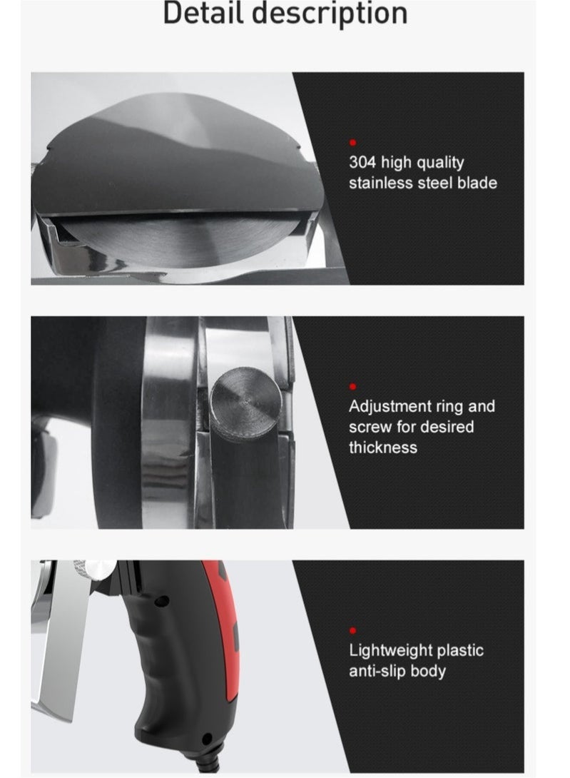 والالا قطاعة كباب شرق أوسطية تجارية مزودة بشفرتين، بقوة 80 واط، سكين كباب تركي احترافي، قطاعة شاورما، 60 كجم في الساعة، مناسبة للمنزل أو المطعم، بسمك 1-8 مم. - Image 4