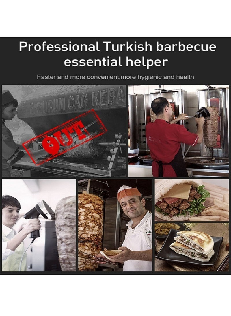 والالا قطاعة كباب شرق أوسطية تجارية مزودة بشفرتين، بقوة 80 واط، سكين كباب تركي احترافي، قطاعة شاورما، 60 كجم في الساعة، مناسبة للمنزل أو المطعم، بسمك 1-8 مم. - Image 3
