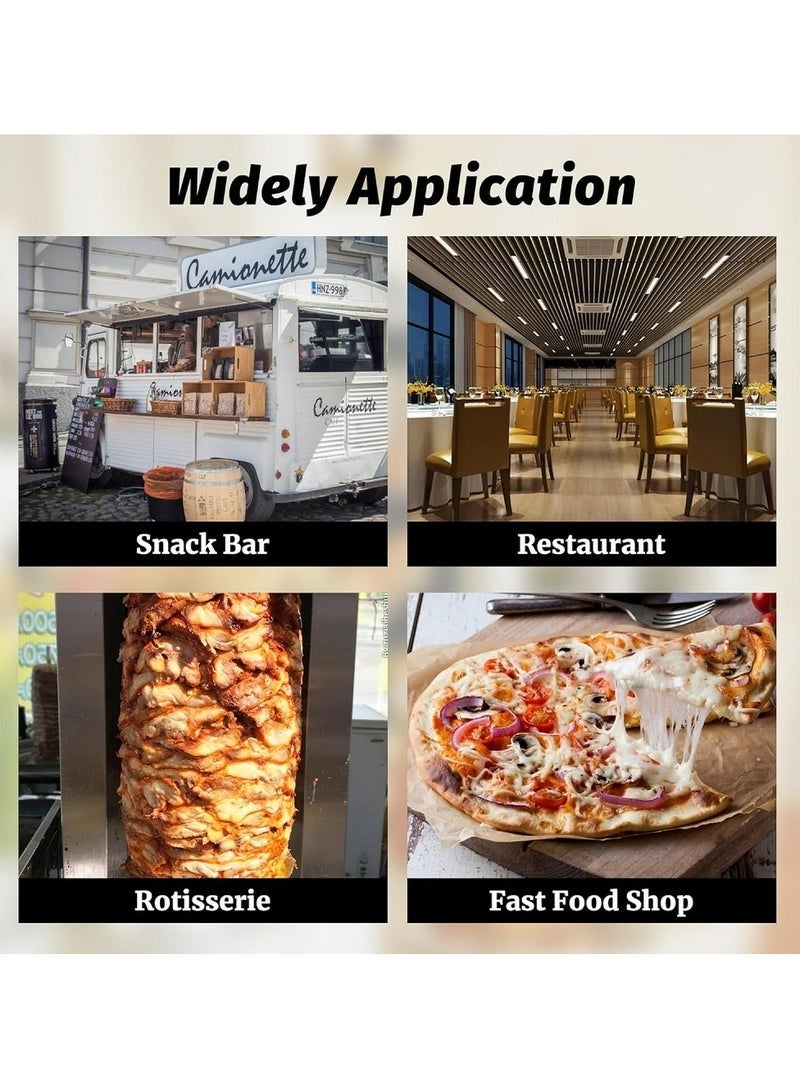 والالا قطاعة كباب شرق أوسطية تجارية مزودة بشفرتين، بقوة 80 واط، سكين كباب تركي احترافي، قطاعة شاورما، 60 كجم في الساعة، مناسبة للمنزل أو المطعم، بسمك 1-8 مم. - Image 5