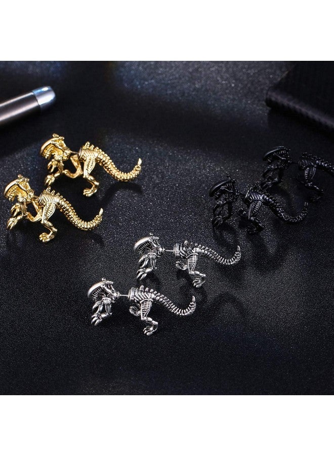 LUREME Vintage 3D Dinosaur Earrings For Women Cartilage Earrings Cute Animal Jewelry (Er006186-3) Gold - Image 2