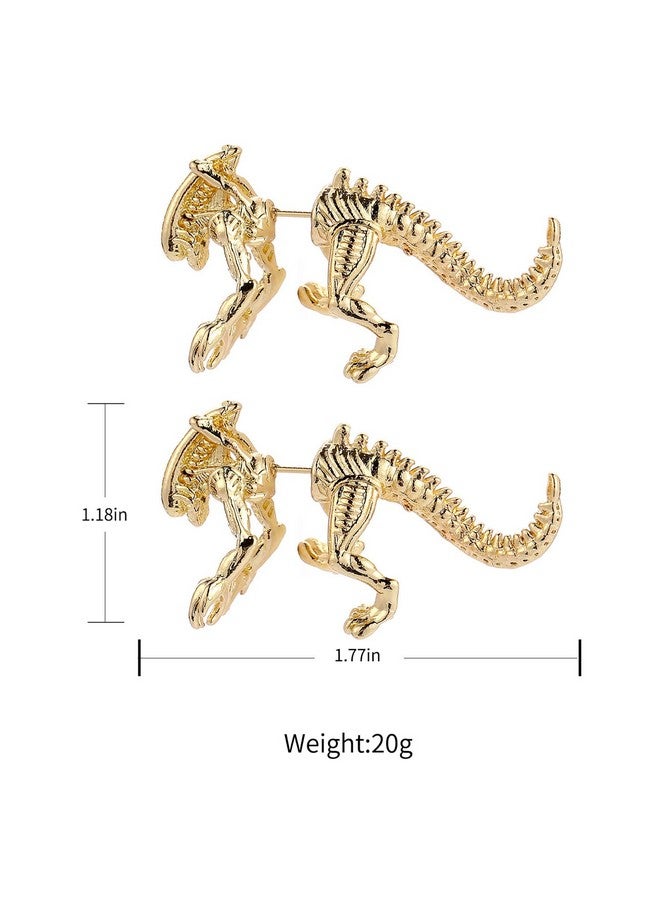 LUREME Vintage 3D Dinosaur Earrings For Women Cartilage Earrings Cute Animal Jewelry (Er006186-3) Gold - Image 3
