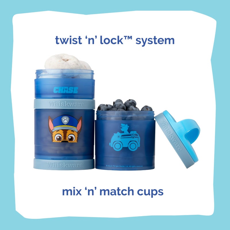 Whiskware Paw Patrol Stackable Snack Containers for Infants, Kids, and Toddlers, Durable Food Storage Containers for Daycare, Car, and Airplane Travel, Dishwasher Safe, Chase - Image 3