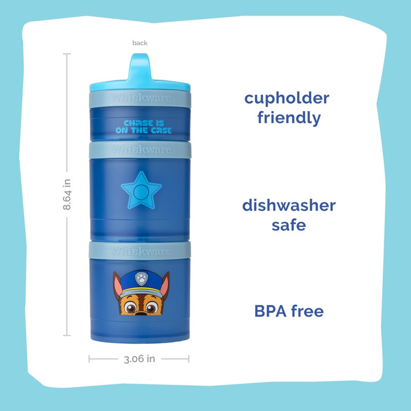 Whiskware Paw Patrol Stackable Snack Containers for Infants, Kids, and Toddlers, Durable Food Storage Containers for Daycare, Car, and Airplane Travel, Dishwasher Safe, Chase - Image 2