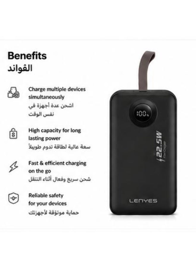 Lenyes 30000mAh Power Bank 22.5W Fast Charging Portable Charger with LED Display Multi USB Output Battery Pack for iPhone Samsung Tablets - Image 3