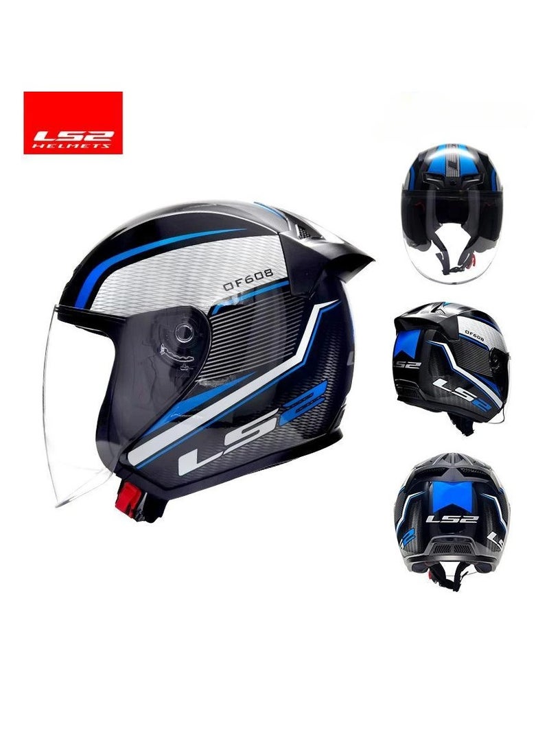LS2 HELMETS - LS2 HELMET OF608 Flowline HALF Face Racing Helmet - Color: Black Blue - Image 1