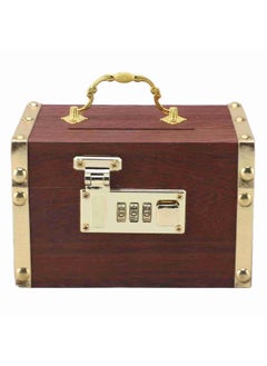 Thoraya Locking Wooden Money Storage Box with Password Lock Vintage Wooden Treasure Chest Currency Money Cash Storage Box with Handle With Hemmed Edges  - Image 1