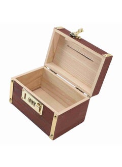 Thoraya Locking Wooden Money Storage Box with Password Lock Vintage Wooden Treasure Chest Currency Money Cash Storage Box with Handle With Hemmed Edges  - Image 2