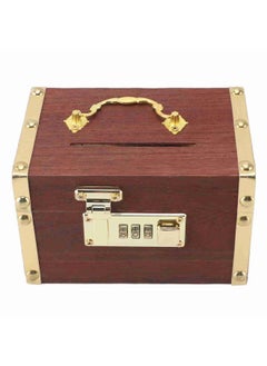 Thoraya Locking Wooden Money Storage Box with Password Lock Vintage Wooden Treasure Chest Currency Money Cash Storage Box with Handle With Hemmed Edges  - Image 5