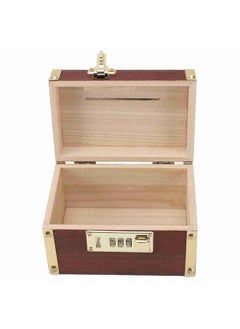 Thoraya Locking Wooden Money Storage Box with Password Lock Vintage Wooden Treasure Chest Currency Money Cash Storage Box with Handle With Hemmed Edges  - Image 3