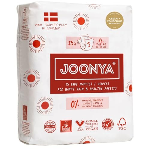 Joonya Baby Diapers Size 5 XL 2640 lb 1 Bag of 23 Non Toxic EcoFriendly High Absorbency Overnight Use Ultra Slim Soft Made in Denmark - Image 1