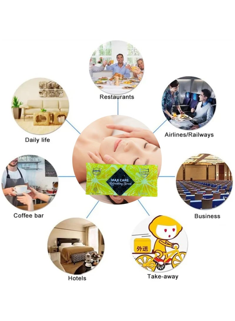 ماكس كير عبوة من 50 منشفة مبللة منعشة للجيم والصالون، منشفة تبريد، مناشف مبللة للاستخدام مرة واحدة، منشفة منعشة لإزالة المكياج. - Image 4