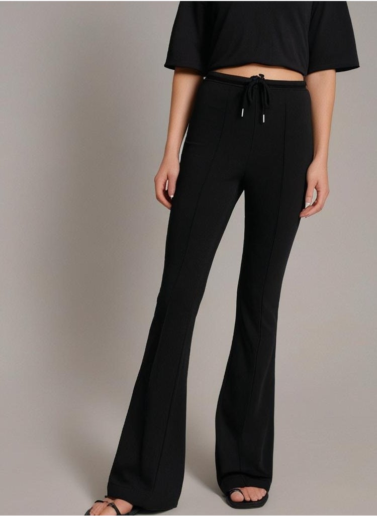 Soft Steps - STITCHED INTERLOCK BELL BOTTOM TROUSER BLACK S - Image 1