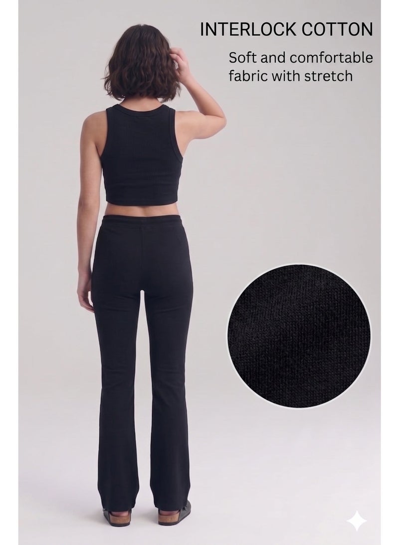 Soft Steps Women’s Cotton Wide-Leg Pants for Daily Wear – Soft & Comfortable –Black– Size S - Image 2