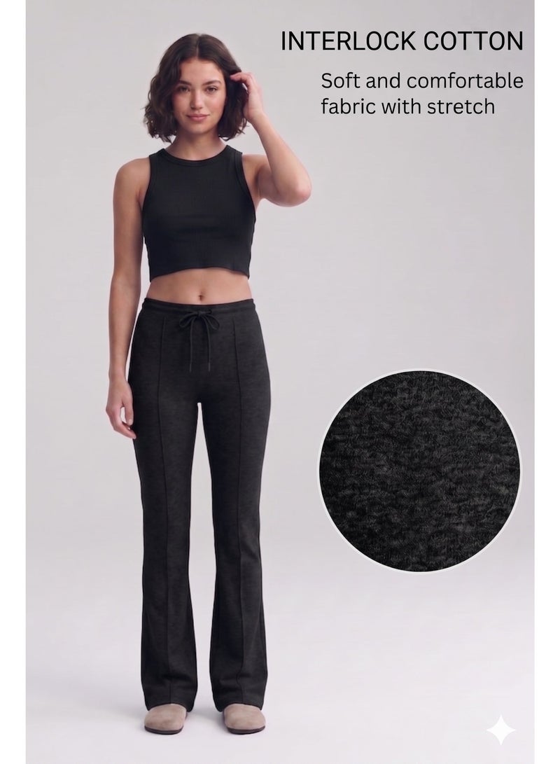 Soft Steps Women’s Cotton Wide-Leg Pants for Daily Wear – Soft & Comfortable –Black– Size S - Image 1