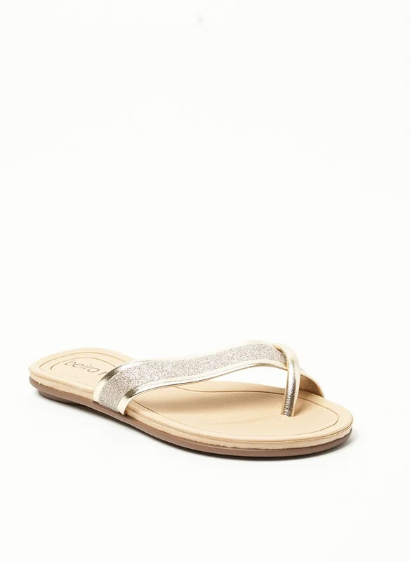 بيرا ريو Beira Rio Ladies Flat Sandals Golden | Made In Brazil