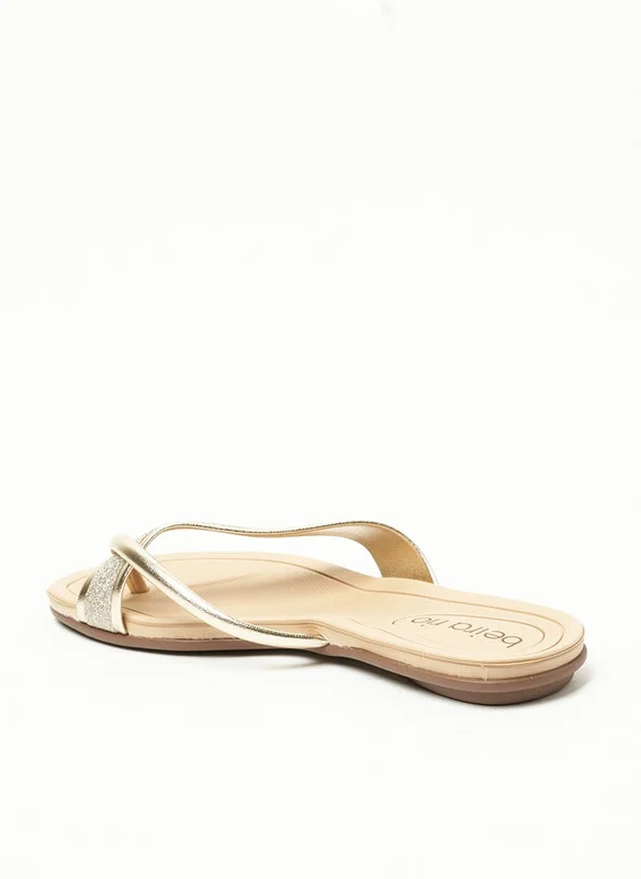بيرا ريو Beira Rio Ladies Flat Sandals Golden | Made In Brazil