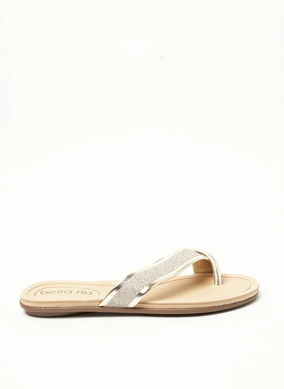 بيرا ريو Beira Rio Ladies Flat Sandals Golden | Made In Brazil