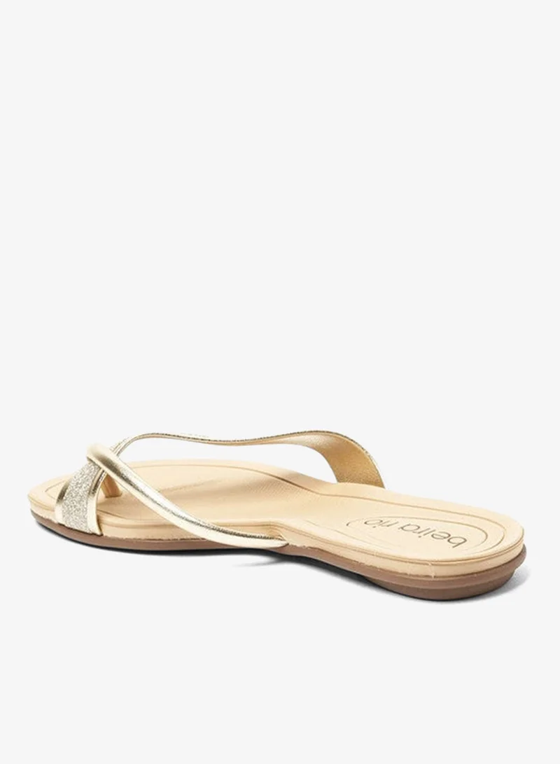 Beira Rio  Beira Rio Ladies Flat Sandals Golden | Made In Brazil for Women | Best Price UAE