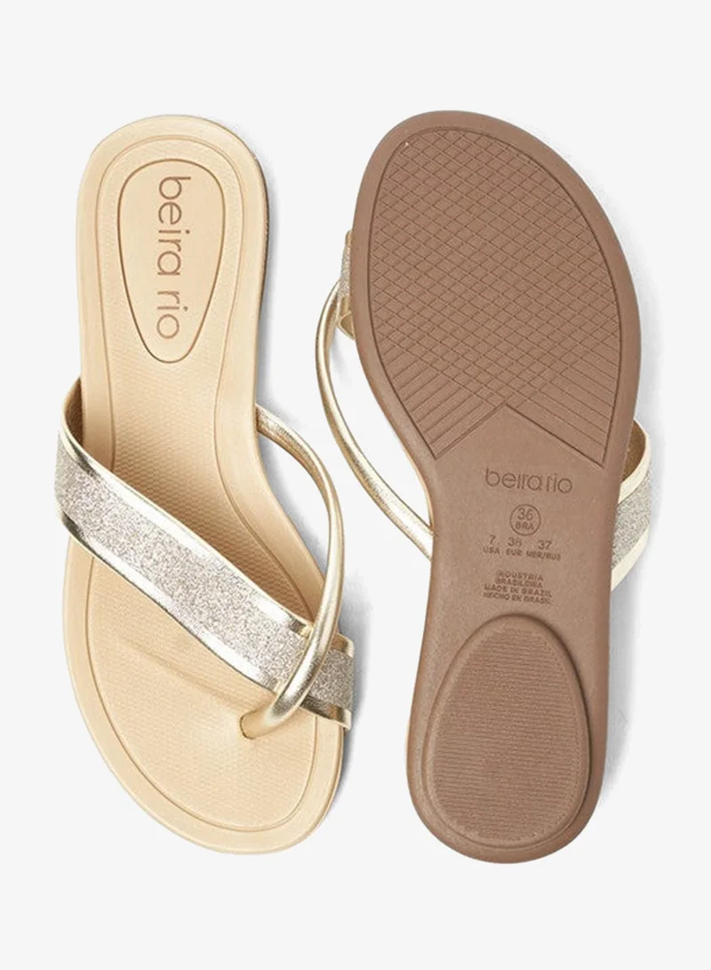 Beira Rio  Beira Rio Ladies Flat Sandals Golden | Made In Brazil for Women | Best Price UAE