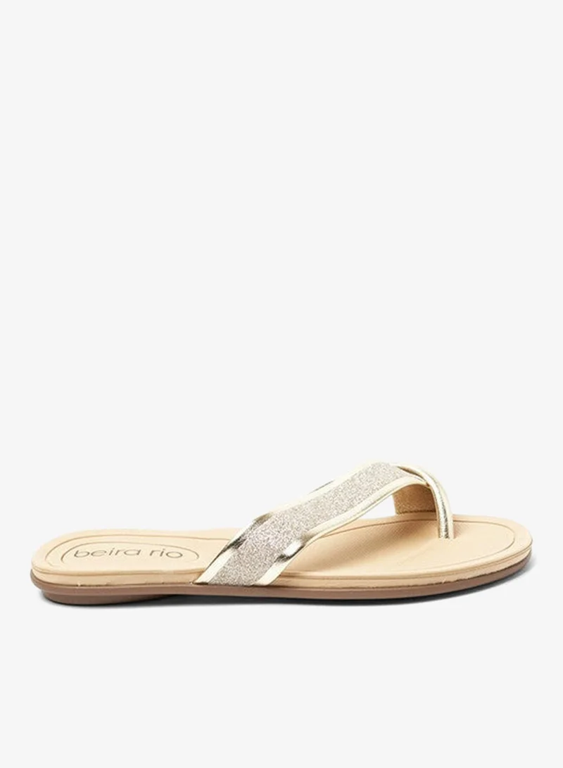 Beira Rio  Beira Rio Ladies Flat Sandals Golden | Made In Brazil for Women | Best Price UAE