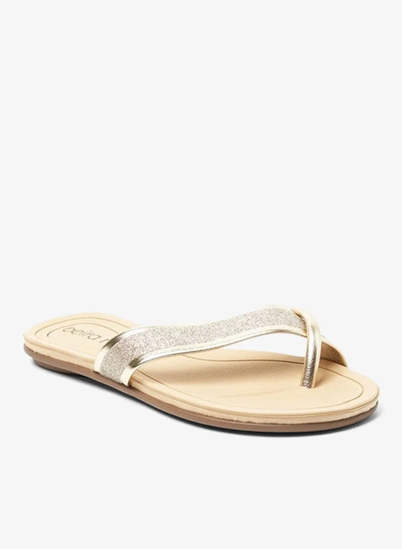 Beira Rio Ladies Flat Sandals Golden | Made In Brazil