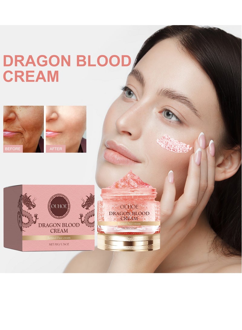 أوهو كريم التنين للجلد السهل، سيروم دم التنين مرطب للوجه، كريم فيتامين أ للوجه، كريم دم التنين مع المشيمة، سيروم مضاد للتجاعيد لبشرة شابة، تركيبة مرطبة ومنشطة 50غ - Image 2