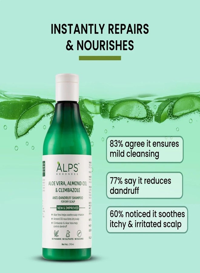 Alps Goodness Aloe Vera, Almond Oil & Climbazole Anti-Dandruff Shampoo for Dry Scalp (290 ml) I Shampoo for Dry Scalp & Hair | Anti-Dandruff Shampoo | Gentle & Mild Cleansing Shampoo | Sulphate Free, Silicone Free, Paraben Free - Image 2