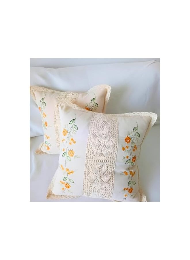 The Bros Cushion Covers 45 x45 cm for Sofa or Bed - Beige Decor Pillow Covers - Set of 2 - HomeLux  - Image 5