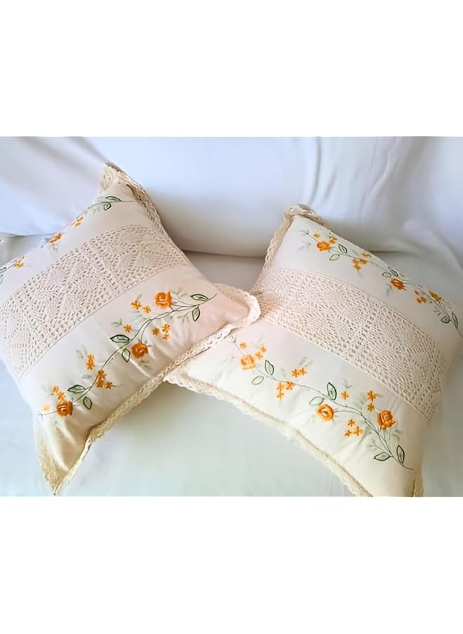 The Bros Cushion Covers 45 x45 cm for Sofa or Bed - Beige Decor Pillow Covers - Set of 2 - HomeLux  - Image 1
