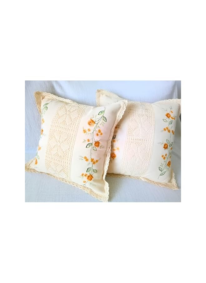 The Bros Cushion Covers 45 x45 cm for Sofa or Bed - Beige Decor Pillow Covers - Set of 2 - HomeLux  - Image 2