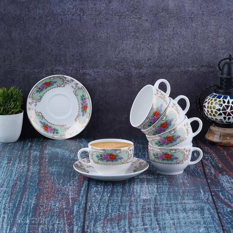 Dandy lines England by DATA Dandy Lines Rani Cups and Saucers Jaipur Gold 2005 Pack of 12 - Image 1
