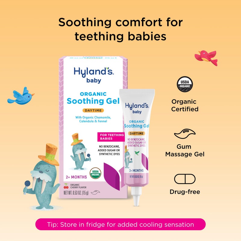 Hyland's جل مهدئ فموي عضوي للأطفال من هايلاند، مع البابونج، والقطيفة، والشمر، جل مهدئ لعدم الراحة الفموية، سهل التطبيق، للأعمار من 2 شهر وما فوق، 0.53 أونصة - Image 2