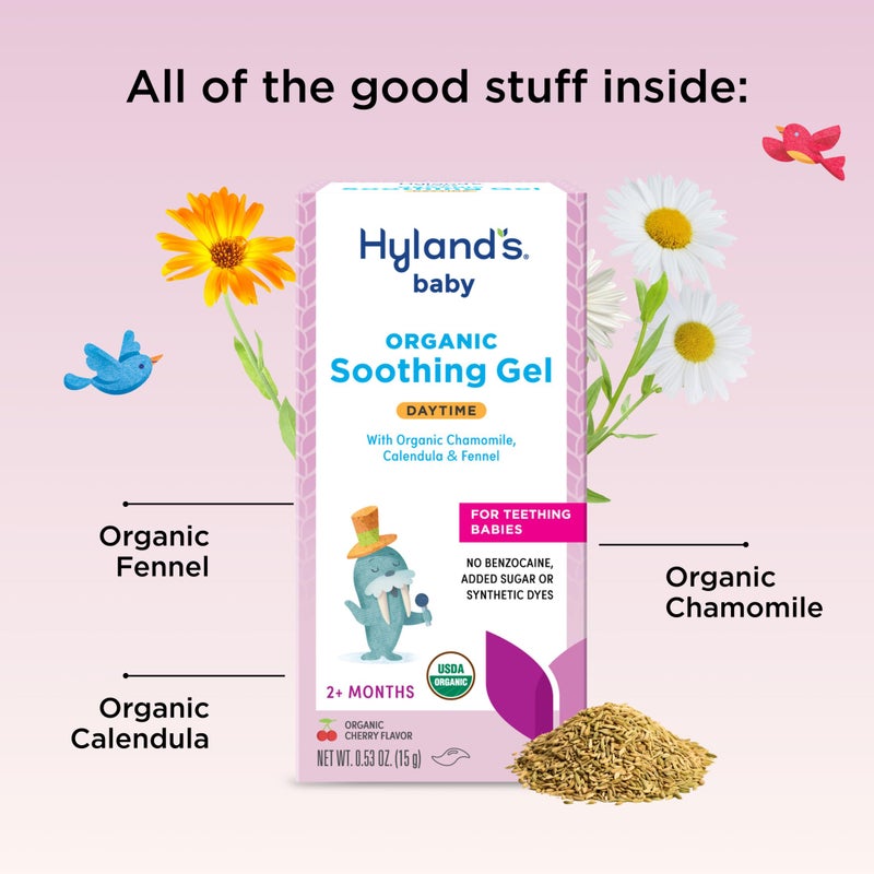 Hyland's جل مهدئ فموي عضوي للأطفال من هايلاند، مع البابونج، والقطيفة، والشمر، جل مهدئ لعدم الراحة الفموية، سهل التطبيق، للأعمار من 2 شهر وما فوق، 0.53 أونصة - Image 3