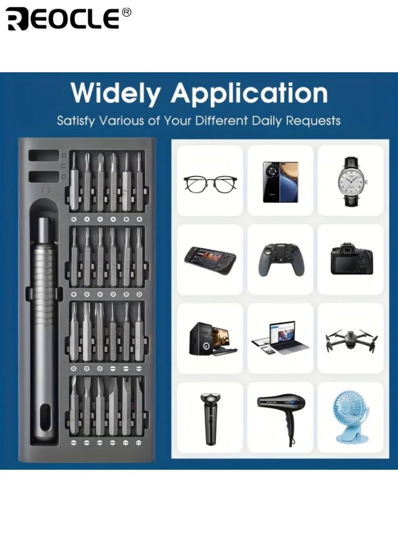 REOCLE Precision Screwdriver Set with 24 Bit Heads and Multi Function Repair Kit Phone Repair Tool with Durable Plastic Handle for Electronics Maintenance - Image 4