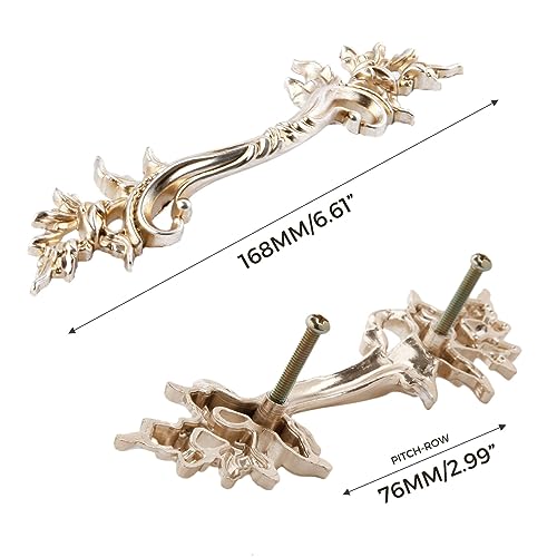 Mgoodoo 3'' French Provincial Drawer Pulls, Antique Gold Furniture Pulls Retro Vintage European Style Handles for Cabinets Dresser Gates Door Closet Cupboard Kitchen Hardware - Image 2