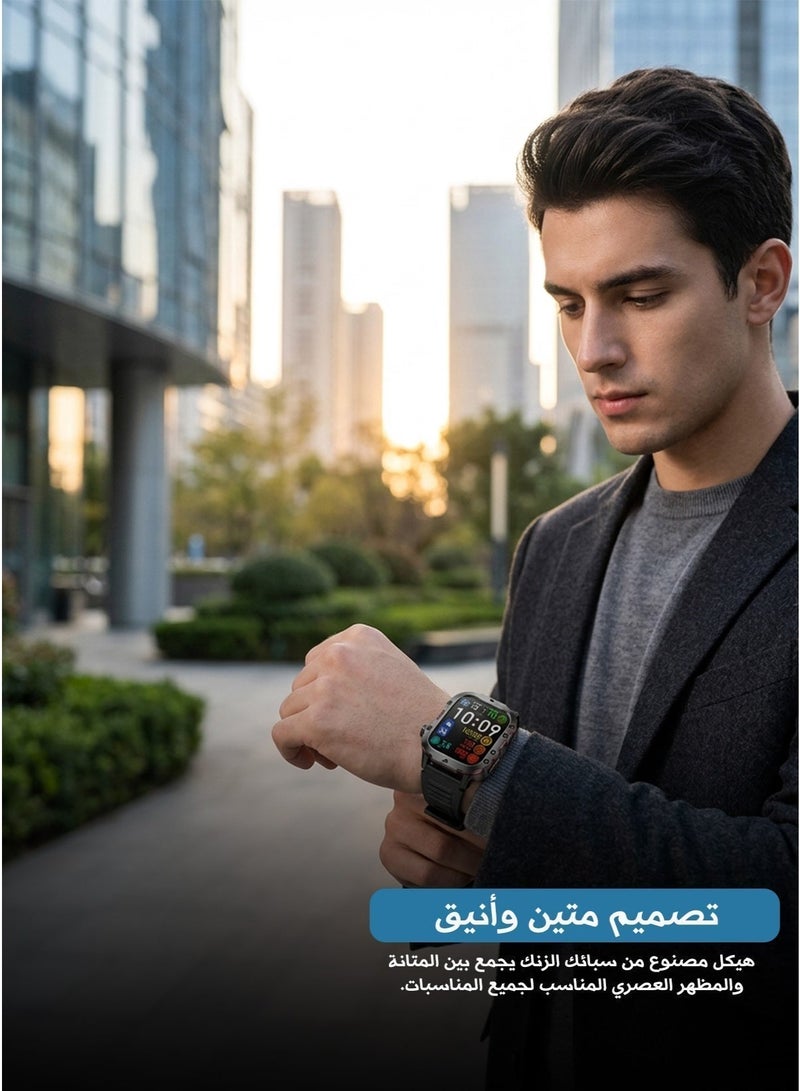 Aolon Tetra S2 Smart Watch for Men with 1.96-Inch HD Display, Bluetooth Calling and Phone Notifications, IP68 Water Resistance, Zinc Alloy Body, Lightweight Comfortable Design, Compatible with Android and iOS Smartphones - Image 4
