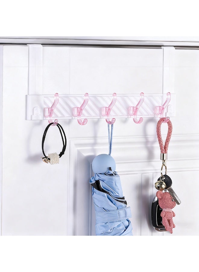1pcs Minimalist Plastic Door Hook, Wall Hanging No Drilling Required Clothes Rack, Bathroom Holder With 5 Hooks, Bedroom Storage Hanging Clothes Hanger Hook - Image 5