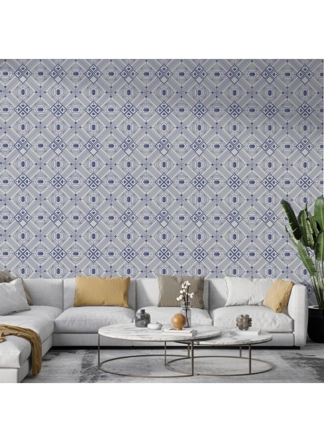 Home Gallery Geometric Art Deco Pattern Collective Fabric Wallpaper Covers An Area ​​Up To 4.2Mx3M With Adhesive  And Smoothing Tool  - Image 3