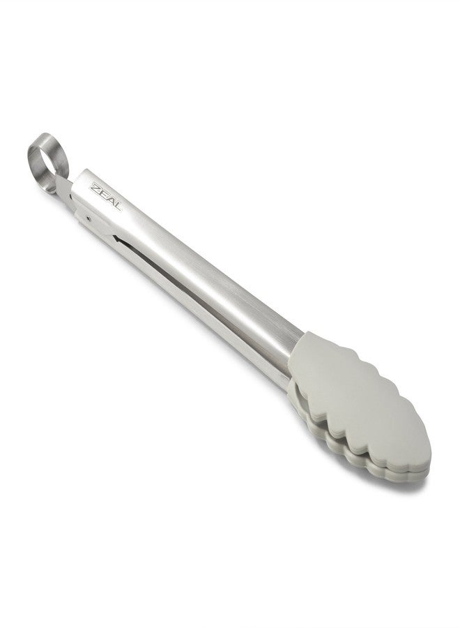 Zeal Silicone Non-Scratch Kitchen Tongs (10”/26cm) with Stainless Steel Handles (French Grey) - Image 1