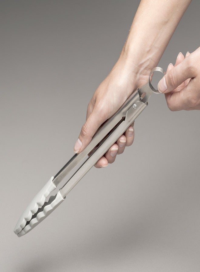 Zeal Silicone Non-Scratch Kitchen Tongs (10”/26cm) with Stainless Steel Handles (French Grey) - Image 4