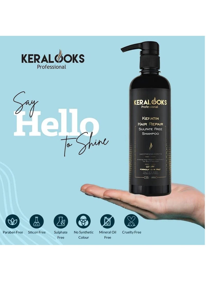 كيرالوكس بروفيشنال شامبو Keralooks الاحترافي لإصلاح الكيراتين الخالي من الكبريتات 500 مل قناع مغذي للشعر بالكيراتين البرازيلي 1000 مل عبوة كومبو - Image 4